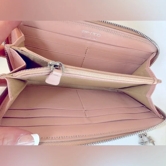 Jimmy Choo Crystal Filipa Star Studded Pink Long Wallet Rare Authentic Choo - Picture 8 of 13